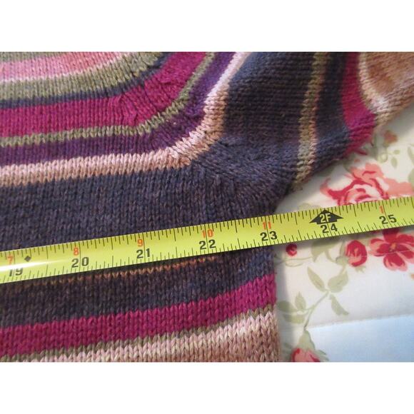 VTG Tiara International Sweater W/ XL Multicolor Striped Full Zip Shoulder Pads - Picture 4 of 5